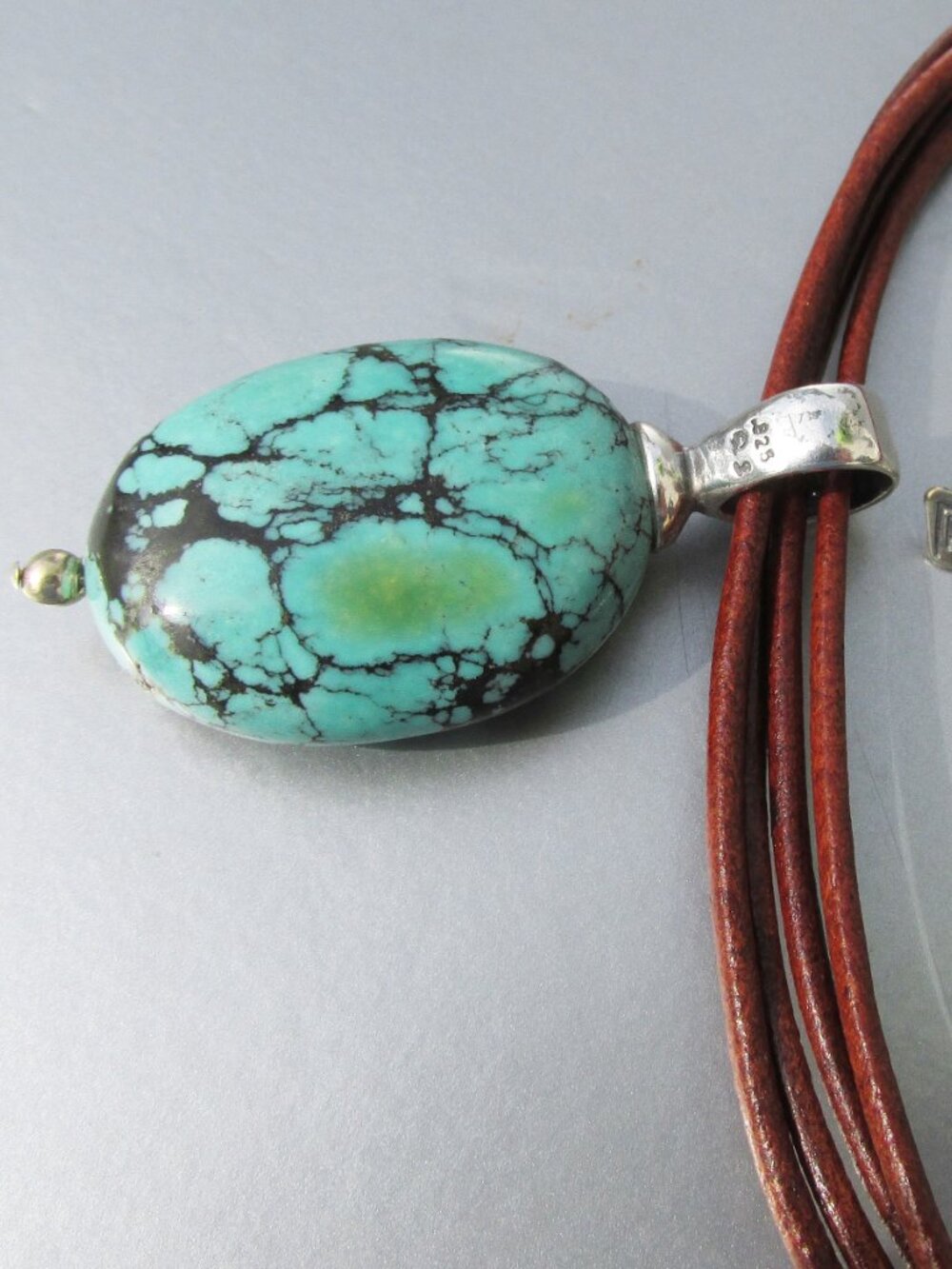 Retired SILPADA Turquoise Pendant 4 Strand Leather Cord Necklace - Picture 3 of 5